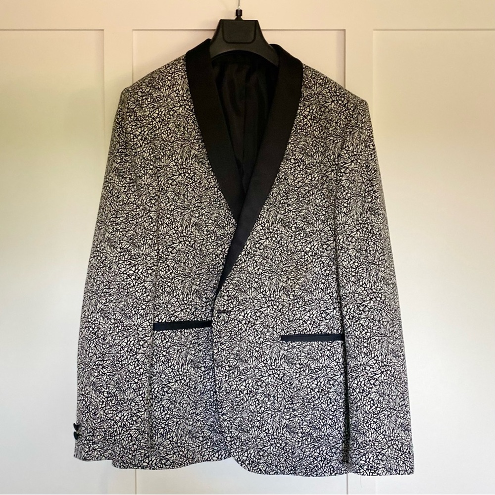 MOSS LONDON Printed Black & White Men's Blazer